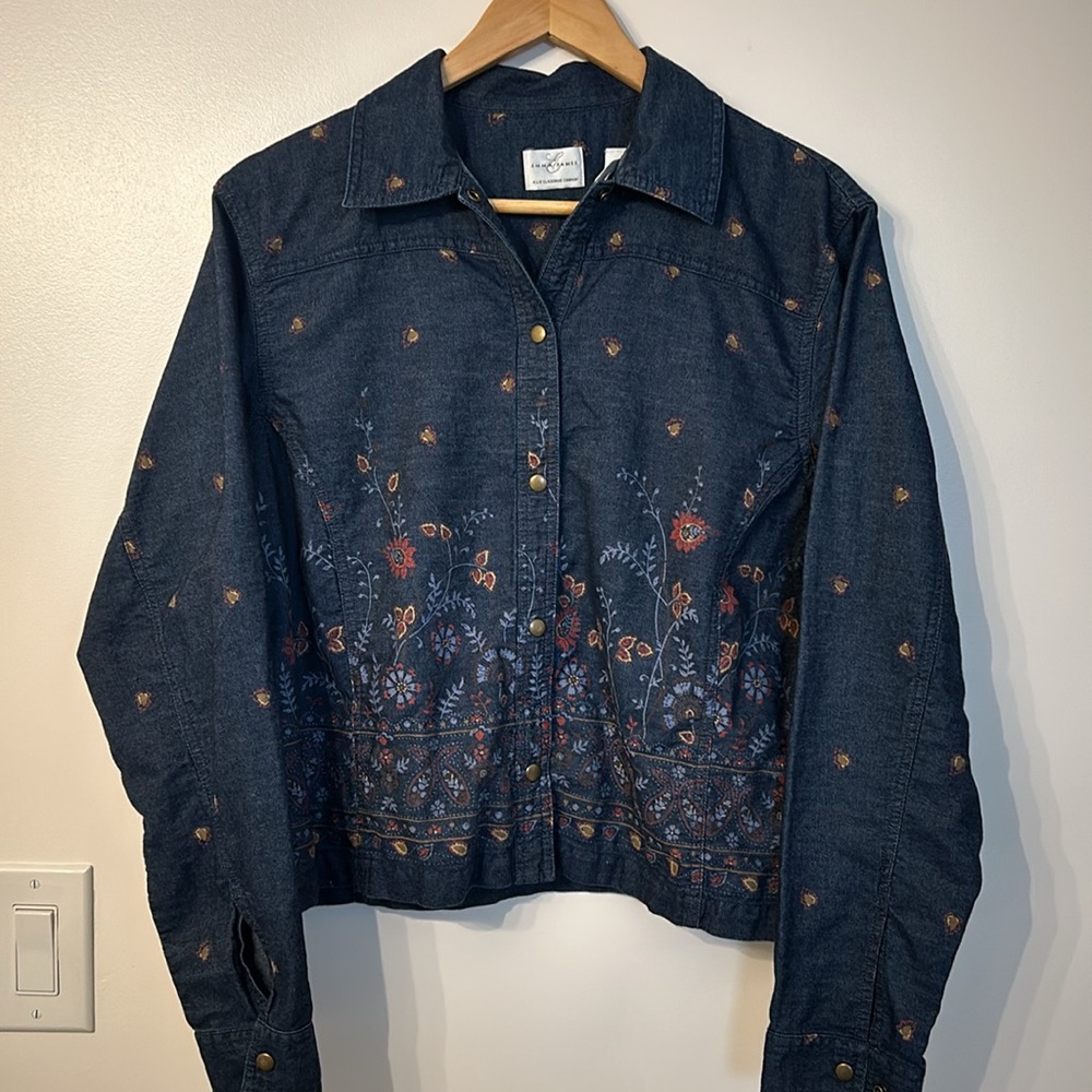 EMMA JAMES Floral Denim Button-up Shirt